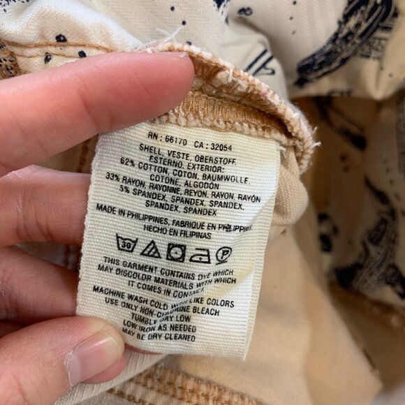 Pilcro And The Letterpress Pants Women 26 Apricot High Rise Skinny Velvet Dots - Picture 13 of 16